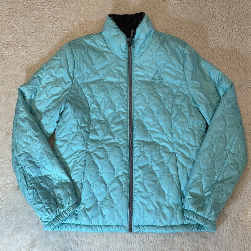 Gerry Winter Ski Jacket Women's Medium Mint Green Quilted Puffer Full-Zip Light